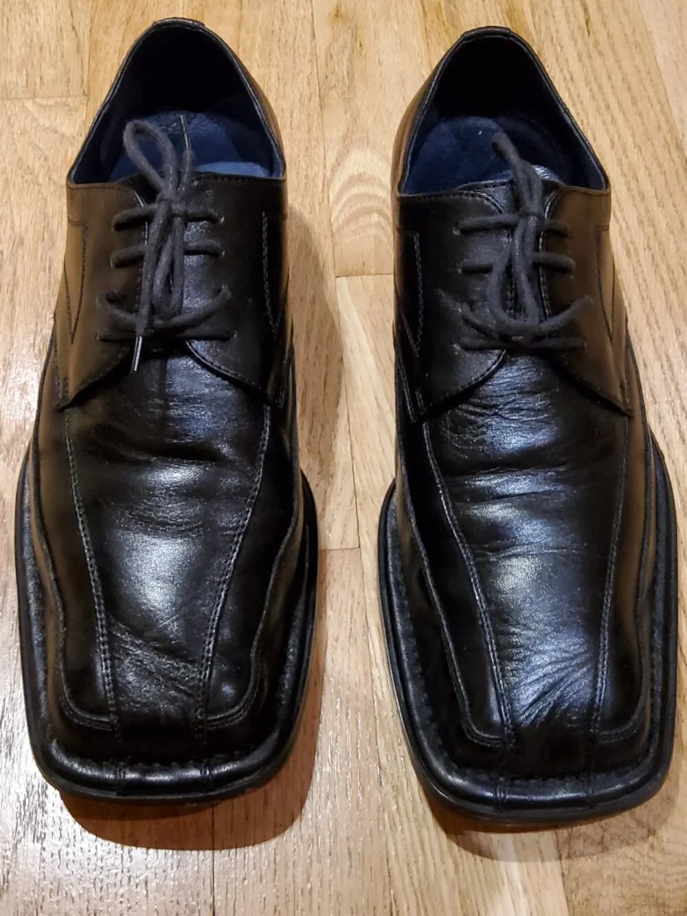 CARLO PRADI BLACK LEATHER DRESS DERBY SHOES MEN'S SIZE 10M